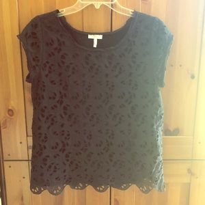 Joie Black Lace Brocade Top Size small